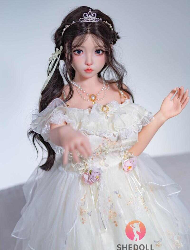 洛小乙(ルオシャオイ) 152cm Aカップ フルシリコン｜可動顎・華奢ボディ・純白花嫁風｜萌え萌え乙女系ラブドール